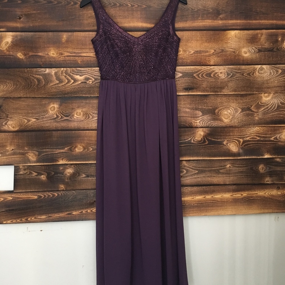 Plum beaded bridesmaids dress